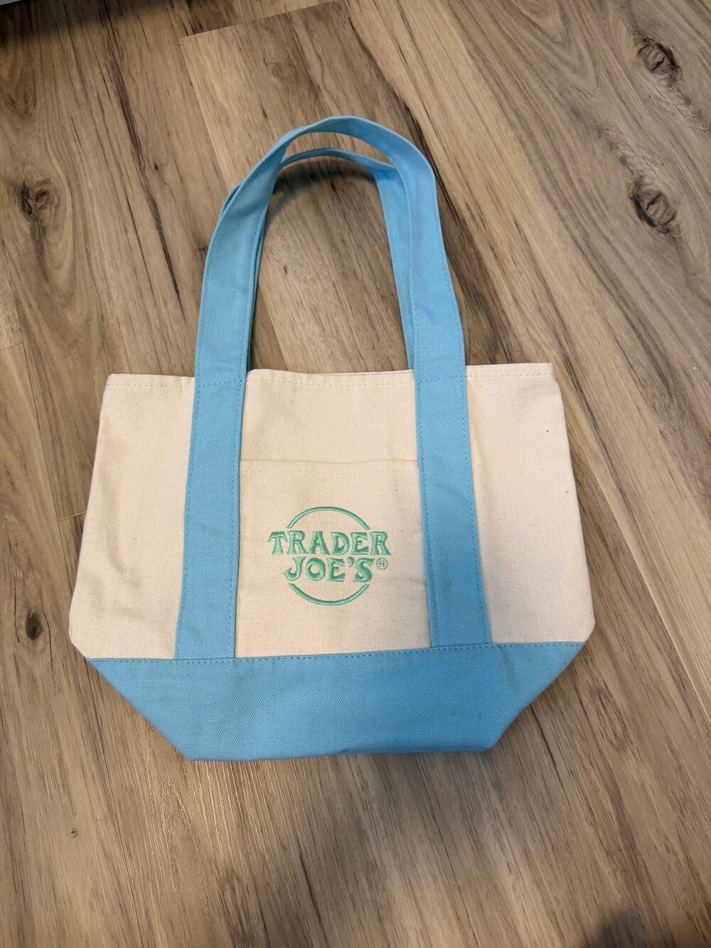 Trader Joe's Mini Pastel Canvas Tote Bag Spring Bag 2026 Blue